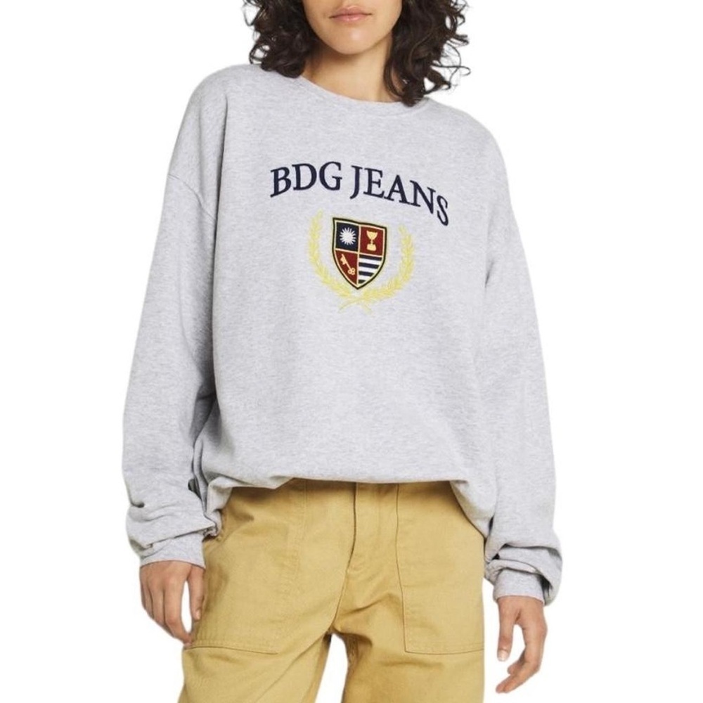 Urban Outfitters BDG Jeans Embroidered Crest Collegiate Oversized Sweatshirt